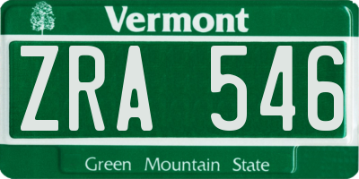 VT license plate ZRA546