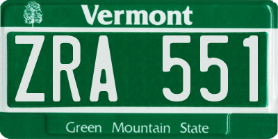 VT license plate ZRA551