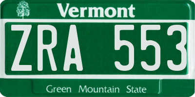 VT license plate ZRA553