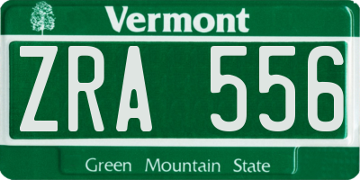 VT license plate ZRA556
