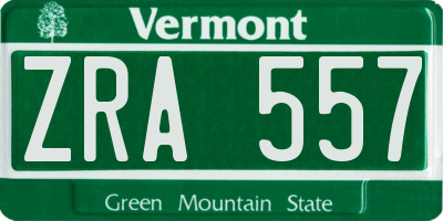 VT license plate ZRA557