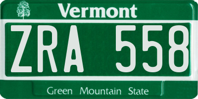 VT license plate ZRA558