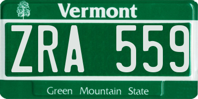 VT license plate ZRA559