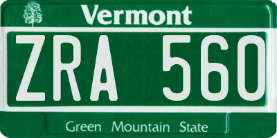 VT license plate ZRA560