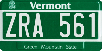 VT license plate ZRA561