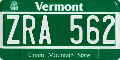 VT license plate ZRA562