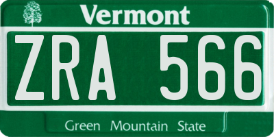 VT license plate ZRA566