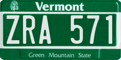 VT license plate ZRA571
