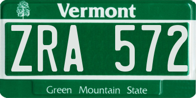 VT license plate ZRA572