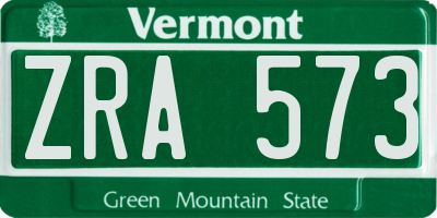 VT license plate ZRA573