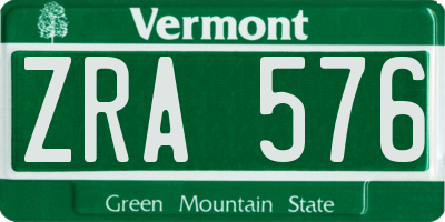 VT license plate ZRA576