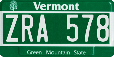 VT license plate ZRA578