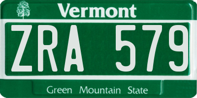 VT license plate ZRA579