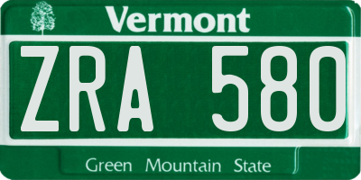 VT license plate ZRA580