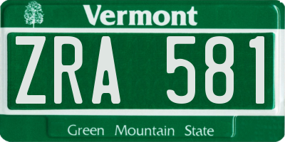 VT license plate ZRA581