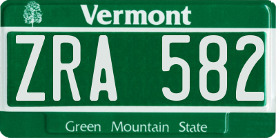 VT license plate ZRA582