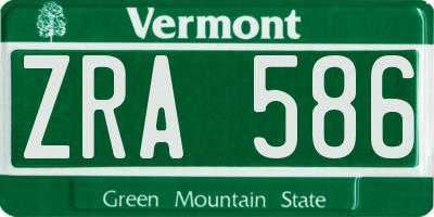 VT license plate ZRA586