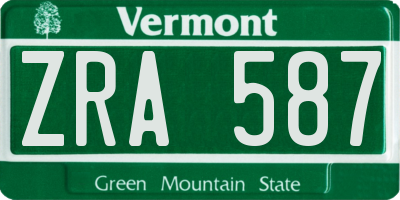 VT license plate ZRA587