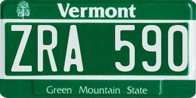 VT license plate ZRA590