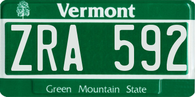 VT license plate ZRA592