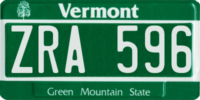 VT license plate ZRA596