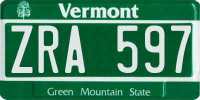 VT license plate ZRA597