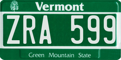 VT license plate ZRA599