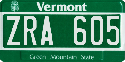 VT license plate ZRA605
