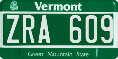 VT license plate ZRA609