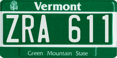 VT license plate ZRA611