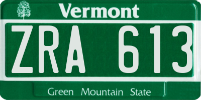 VT license plate ZRA613