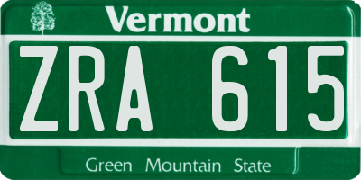 VT license plate ZRA615