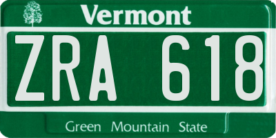 VT license plate ZRA618