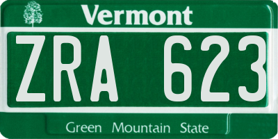 VT license plate ZRA623