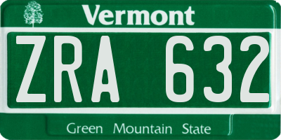 VT license plate ZRA632