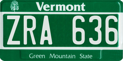VT license plate ZRA636