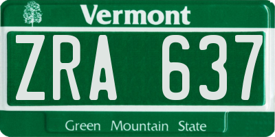 VT license plate ZRA637