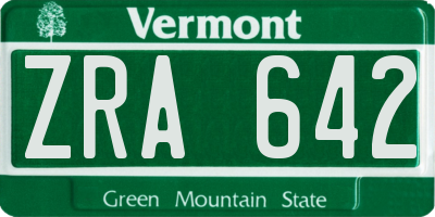 VT license plate ZRA642