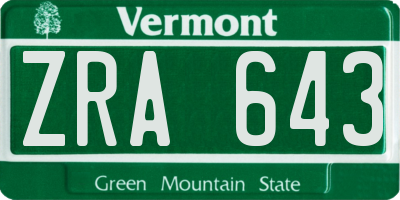 VT license plate ZRA643