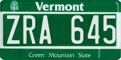 VT license plate ZRA645