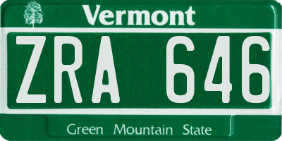 VT license plate ZRA646