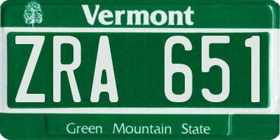 VT license plate ZRA651