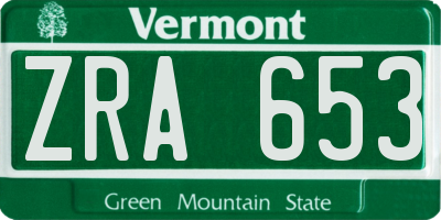 VT license plate ZRA653