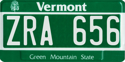 VT license plate ZRA656