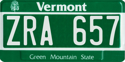 VT license plate ZRA657