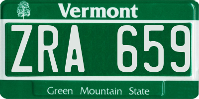 VT license plate ZRA659