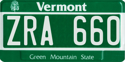 VT license plate ZRA660
