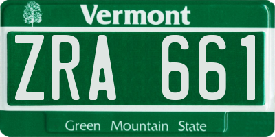 VT license plate ZRA661