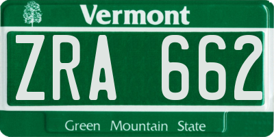 VT license plate ZRA662