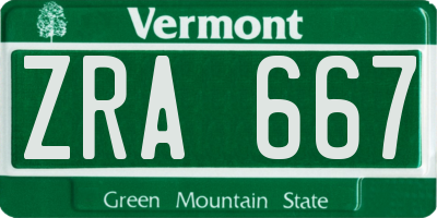 VT license plate ZRA667